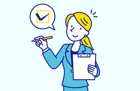 アンケートを取っている女性
